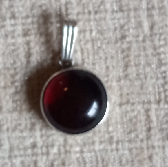 Sterling Silver Baltic Amber Cabochon Pendant - Picture 8 of 15